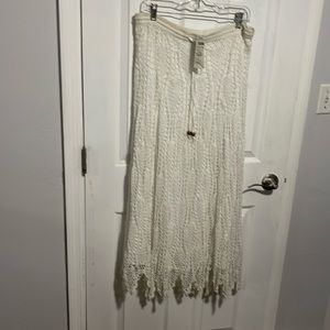 White crochet Lillie Rubin long skirt